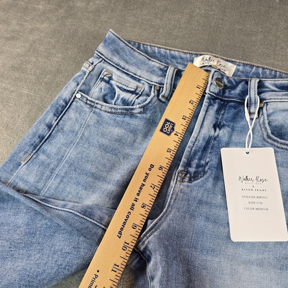 Walker Rose x Risen Jeans Barrel Leg High Rise Women 3/26 Salt Tree Stretch - Picture 7 of 16